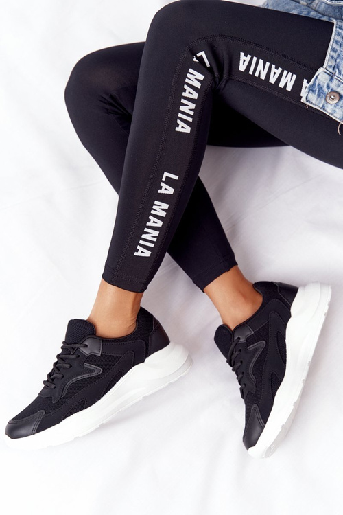 Damskie Sneakersy Na Dużej Podeszwie Czarne Delusion