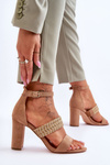 Suede Sandal With Braided Heel Strap Camel Roselia 