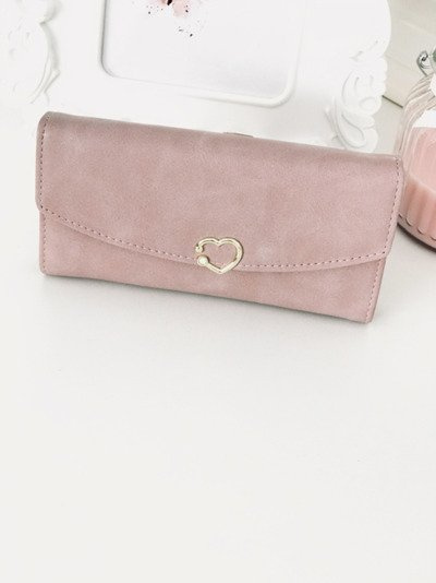 Large Women's Wallet with Heart Powder Pink