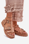 Women's Eco Leather Sandals With Buckles Khaki Jeneliena