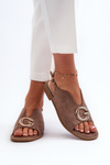 Elegant Women's Sandals with Eco Suede Decoration S.Barski KV27-058 Brown