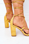 Lace-up High Heel Sandals Yellow Catwalk
