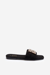 Women's Flat Sandals with Decoration Black Inaile