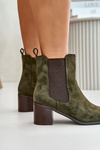 Insulated women's ankle boots on heel dark green Radeya