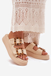 Women's Platform Sandals With Buckles Beige Xanivia
