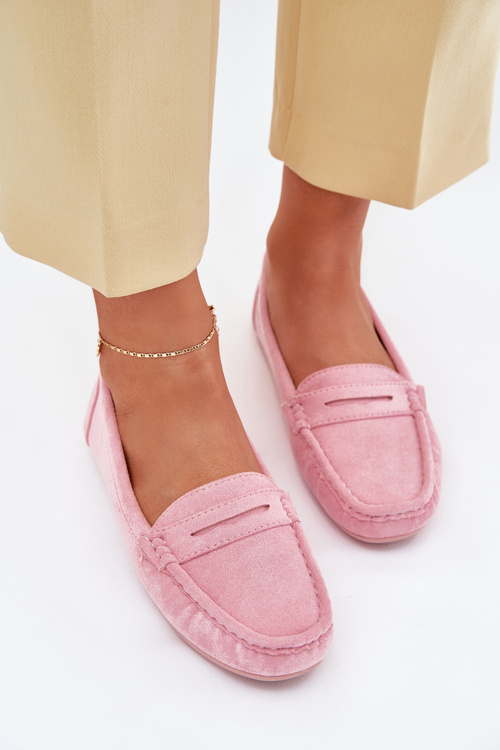 Women's Suede Moccasins Light Pink Lenvie