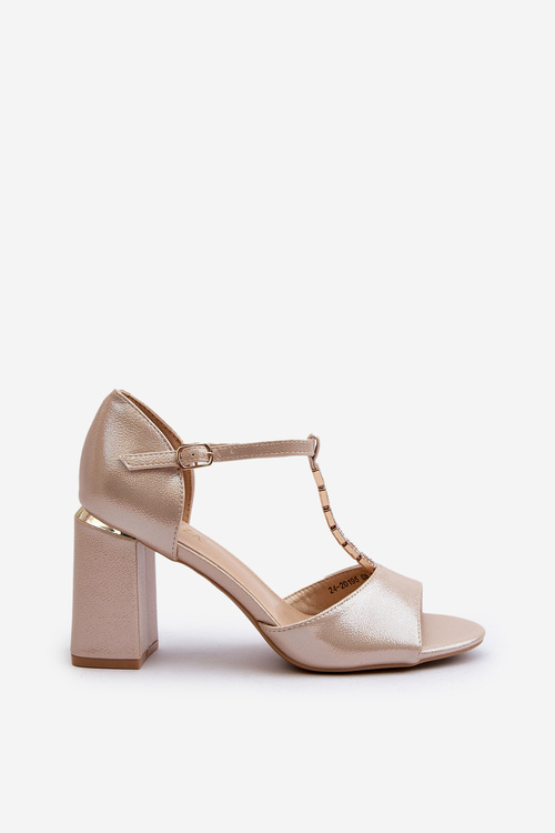 High Heel Sandals with Gold Cubic Zirconia Aniya