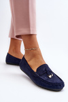 Women's Navy Classic Suede Moccasins Ontala