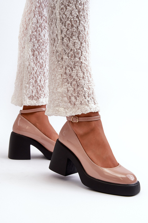 Suede Chunky Heels Platform Pumps Beige Diame