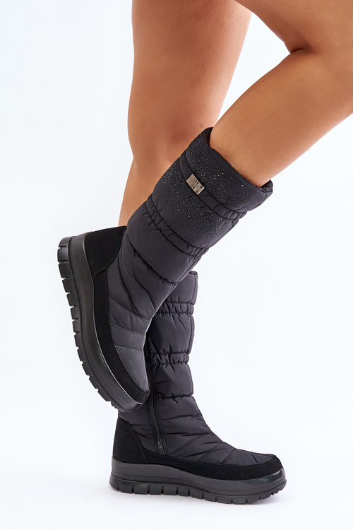 Ocieplane Futerkiem Ciepłe Śniegowce Damskie Czarne Progress PROGJ-24-147