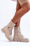 Women's Embellished Leather Boots Workery Beige Totah 