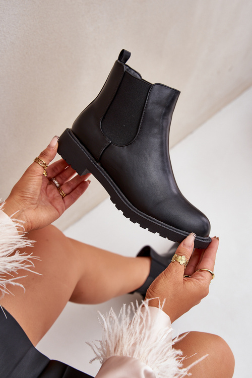 Women's Ankle Boots With Flat Heel Black Selanna