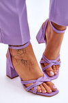 Classic Suede Heel Sandals Violet Bernett