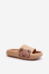 Women's Lightweight Foam Slippers with Bear Motif Dark Beige Parisso