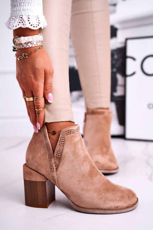 Women’s Boots On High Heel Trimmed Khaki Meliori Dream