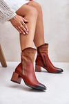Warm Ladies Heeled Booties Brown Relabina