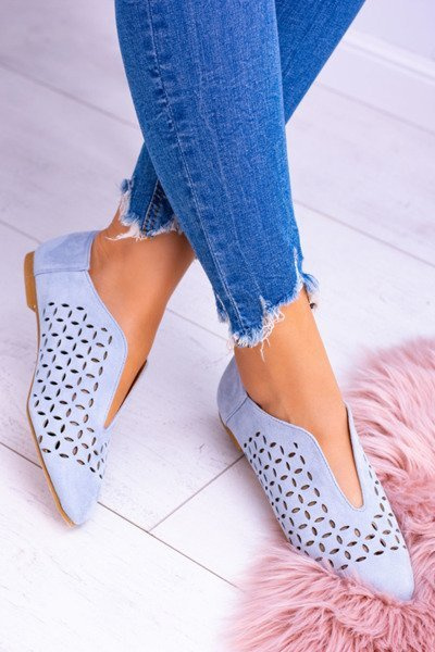 Lu Boo Blue Suede Women's Slip-on Half Shoes Synthia
