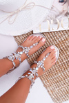 Women's Silver Sandals with Ywena Crystals