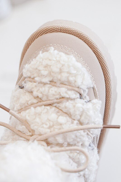 Children's Warm Lace-up Snow Boots Asija Beige