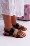 Women's Sandals Maciejka Leather Leopard Black IT001-03