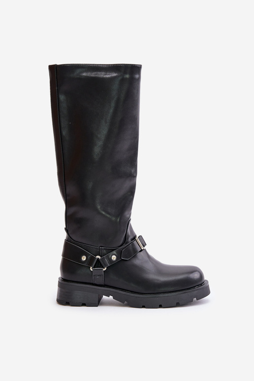 Warm Ladies Boots with Zipper Eco Leather Black Tialethe