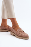 Women's Pink Perforated Loafers with Decoration Talesse