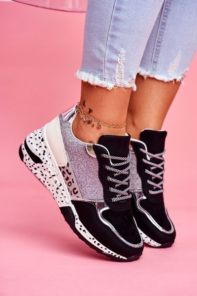 Sportowe Damskie Buty Gruba Podeszwa Czarne Nokien