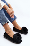 Women's Moccasins with Fleece Black Novas
