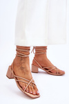 Tied Sandals With High Heels Beige Secret Love