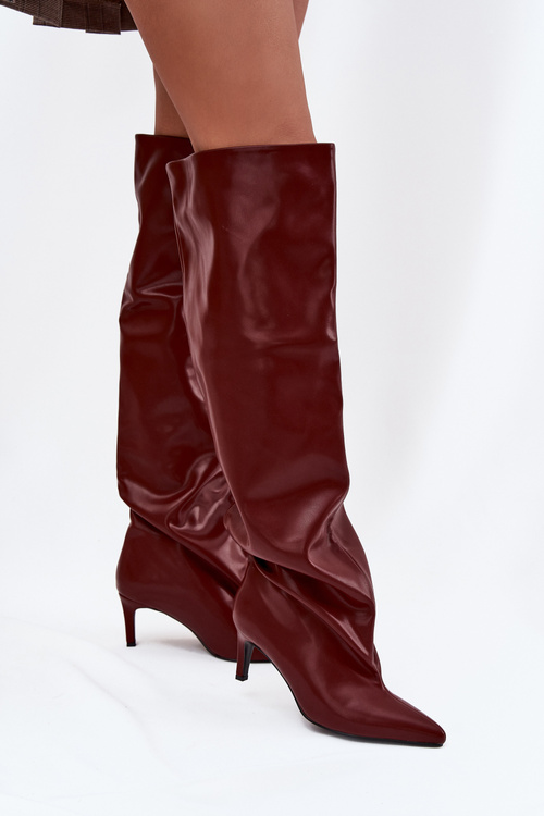 Women's High Heel Slip-On Boots Bordeaux Mavilla