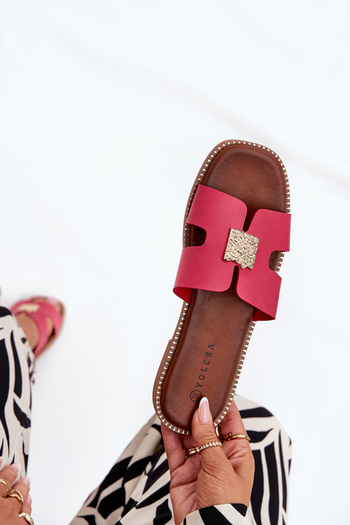 Flat Sandals With Cutouts And Decoration Fuchsia Bohalis