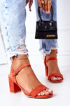 Suede High Heel Sandals Orange Vanessa