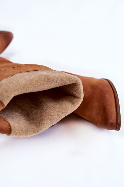 Kozaki Muszkieterki Damskie Skóra Camel Lewski 2833