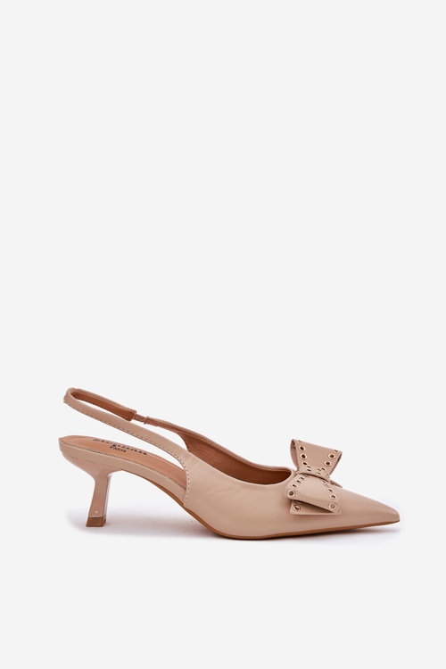 High Heel Shoes With Bow Beige Folesca