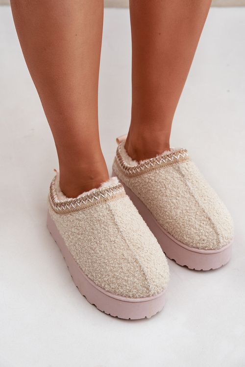 Women's Snow Boots On Platform With Embroidery Light Beige Tirissa