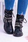Lu Boo Black Boots with Studs Buckle Lock
