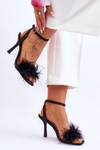 Women's Sandals With Feathers Black Tiffany