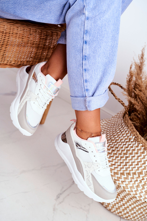 Sportowe Damskie Buty Sneakersy Białe Martina