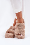 Womens Fur Slippers On Platform Khaki Talfedi