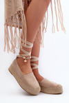 Women's Espadrilles Tied on a Platform with Braiding Beige Tailesse