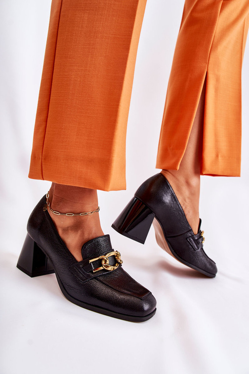 Leather Pumps With Chain Laura Messi 2515 Black