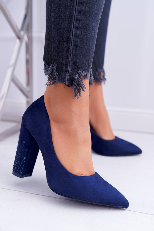 Navy Blue Suede Razor pumps