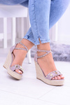 Purple Espadrilles Sandals on platforms studded with rhinestones Narumi