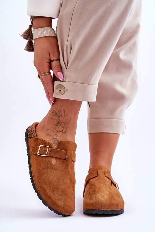 Suede Sandals On Cork Platform Camel Vellma