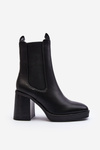 Women's Black Chunky Heel Ankle Boots Piovere