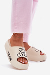Ladies Foam Slippers On Massive Sole With Bear Light Beige Lamira