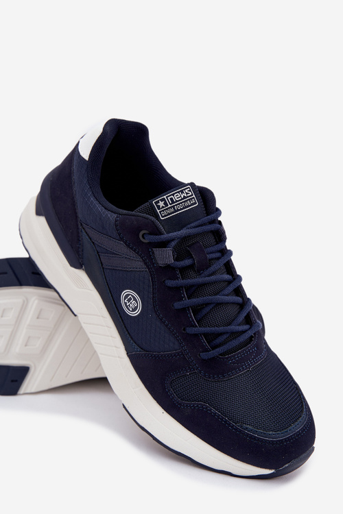 Męskie Sneakersy Buty Sportowe Na Platformie Granatowe Hanirin