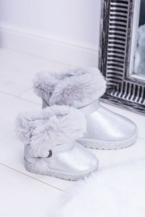 Children's Insulated Snow Boots With Fur Silver JellyBeans