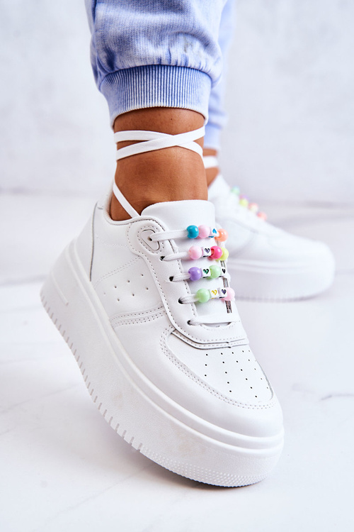Women's Tied Sports Shoes Sneakers White Manila