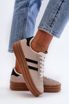 Damskie Sneakersy Na Platformie Beżowo-Czarne Egelia